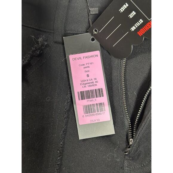 NWT Devil Fashion Mens Goth Punk Biker Grunge Side Lacing Size Small Jeans Black - Picture 14 of 16